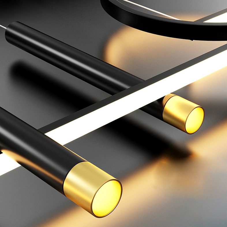 Isola ombreggiata minimalista Isola Light Metal Sala da pranzo LED Isola Penderant Light in Black