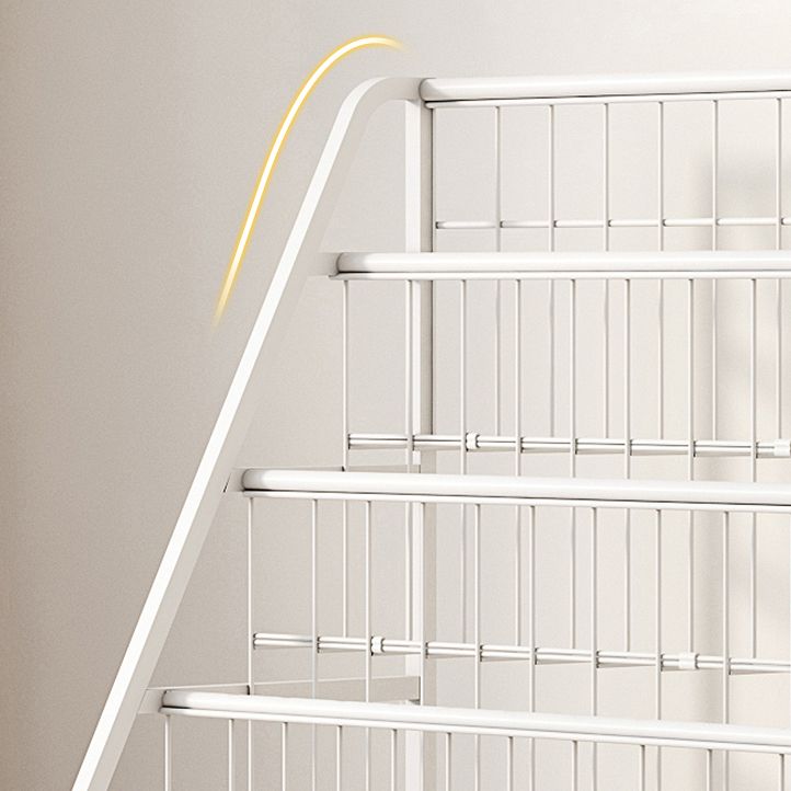 Contemporary Metal Bookshelf White Ladder Shelf Bookcase for Study Room