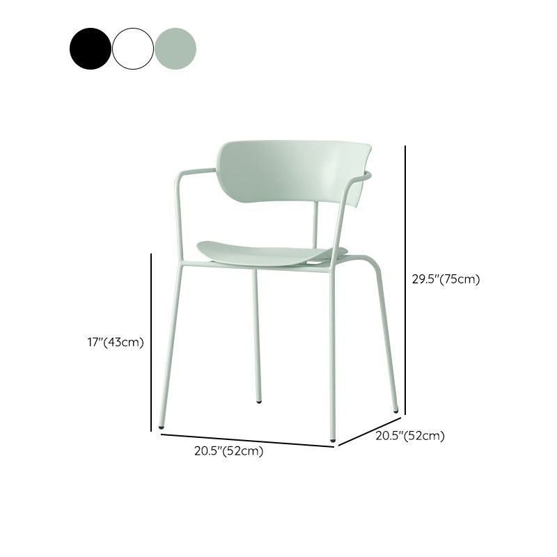 Contemporary Metal Dining Room Chair Arm Open Back Dining Side Chair for Dining Room