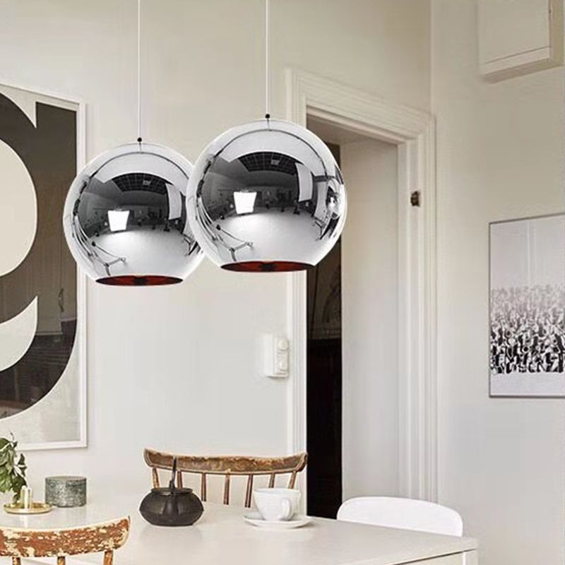 Elektroplattierte Spiegelglas Globe hängend Licht zeitgemäß minimalistische 1-Licht-Beleuchtung für den Korridorgang