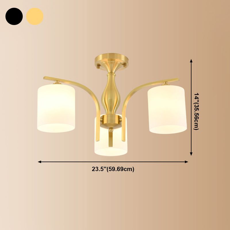 Plafonnier semi-affleurant en verre de style de simplicité d'éclairage cylindrique semi-encastré