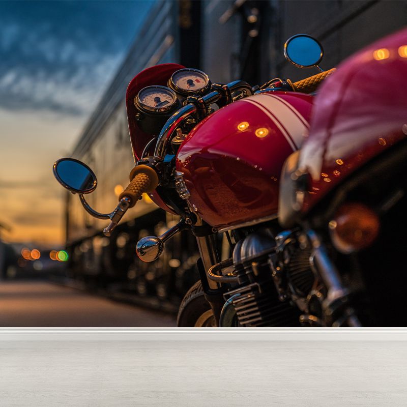 Motorcycle Mural Wallpaper Contemporary Wall Covering for Home Decoration
