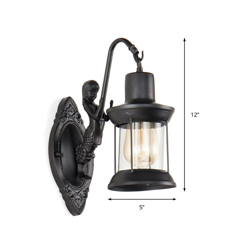 1 Imposto di illuminazione esterna industriale con funce da parete in vetro chiaro chiaro con decorazione della sirena