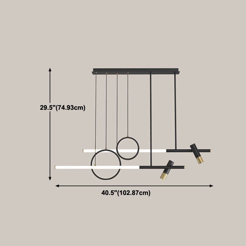 Luces colgantes de la isla de metal de la isla de geometría de estilo moderno