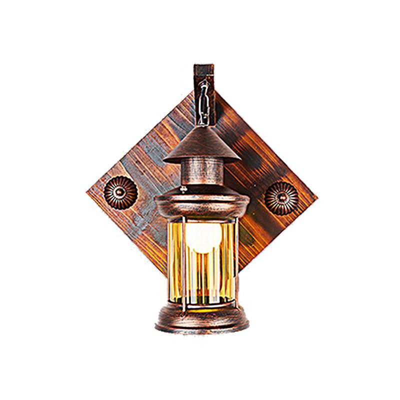 Brass One Light Sconce Light Coastal Clear Glass Rectangle/Square Wall Lighting Fixture for Dining Room