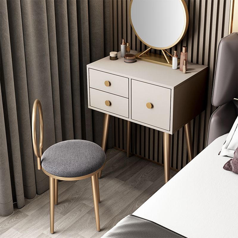 23. 6" Wide Vanity Table Set with Stool Modern 3-Drawer Dressing Table