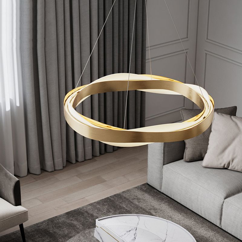 Lampade del lampadario circolare in metallo in stile moderno lampada appesa a 1 luce in oro