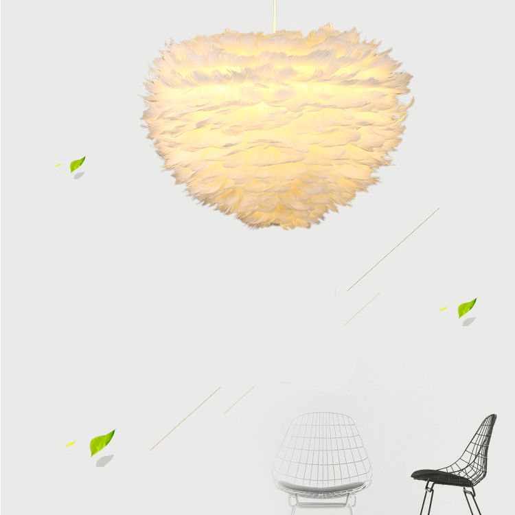 Eigentijdse bol kroonluchter hanger lichte veer gesuspendeerd verlichting voor slaapkamer