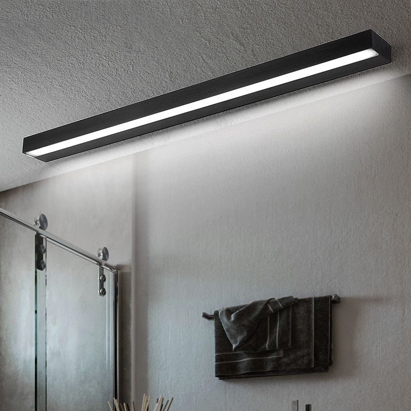 Vanidad lineal Diconce contemporáneo de metal negro/plateado LED Mirror Luz en luz blanca/cálida, 16 "/19.5" /23.5 "de ancho