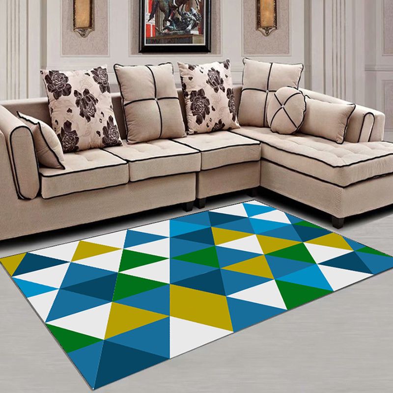 Geometric Area Rug Polyester Modern Carpet Stain Resistant Indoor Rug for Living Room