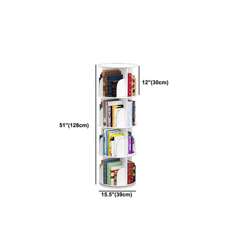 Modern White Bookcase Corner Engineered Wood Bookshelf with Rectangular Shelves