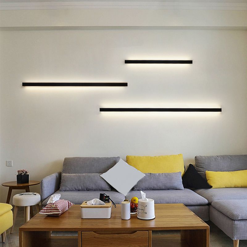 Luz de pared de pared en forma de rectángulo LED Nordic Nordic Moder Black Metal Acrylic Wall Light