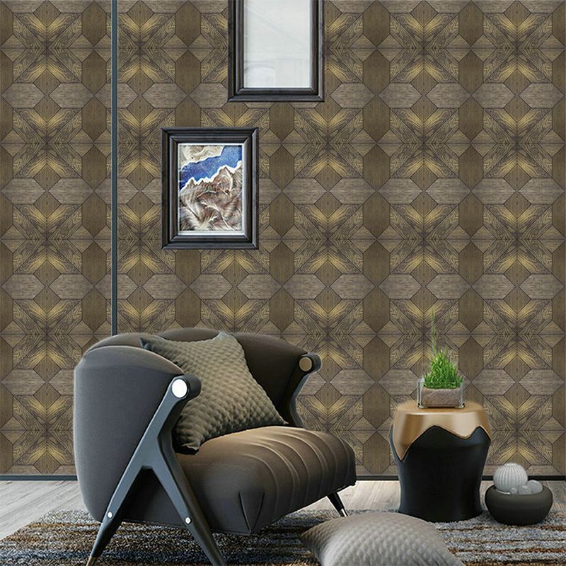 Brown Wood Wallpaper Panels Floral Rustic Self Sticking Wall Covering for Sitting Room