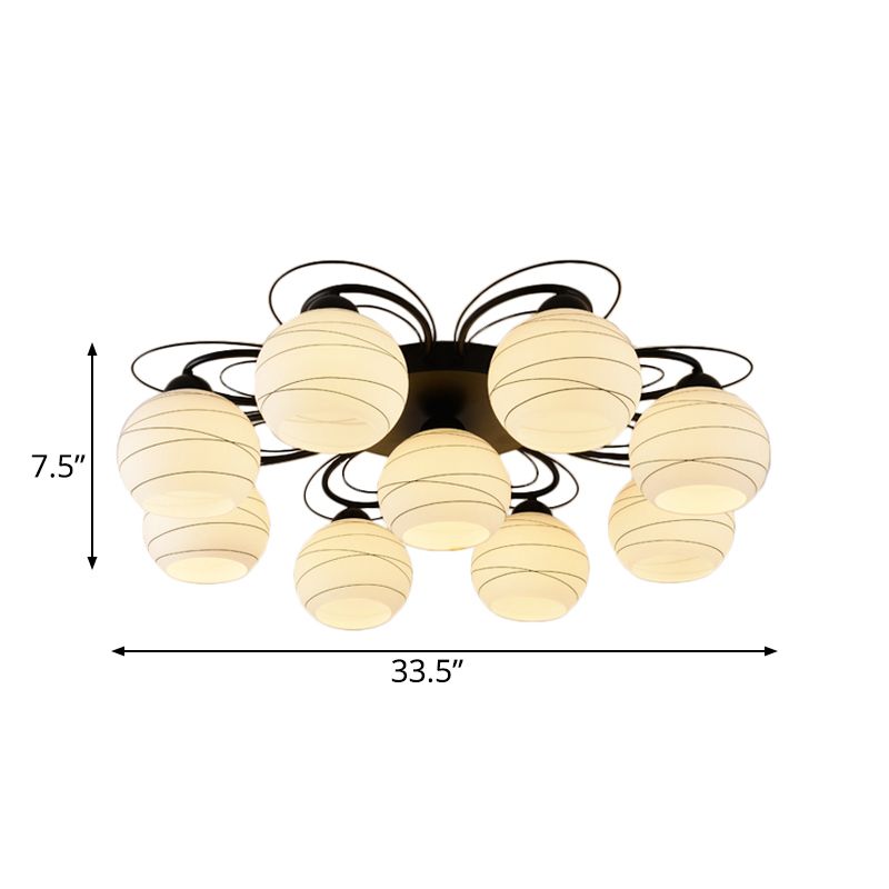 3/6/9 Lights Orb Flush Mount Lamp Traditional White Glass Flush Ceiling Light for Living Room