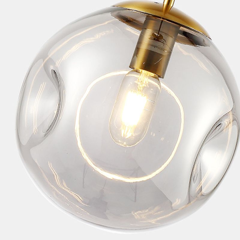 Luz de colgante de globo de estilo simple estilo gris de vidrio con hoyuelas 1 lámpara colgante de cabeza