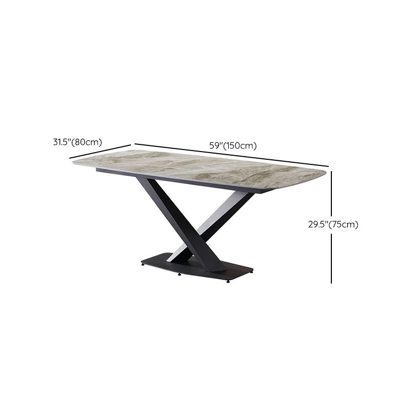 Modern Dinette Set with Solid Back Chairs 1/4/5/6/7 Pcs Gray Stone Dining Table Set