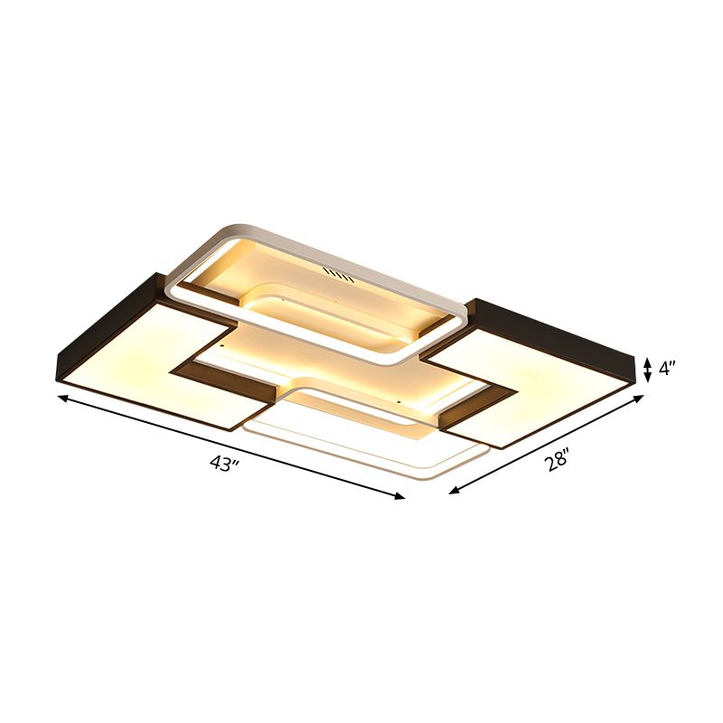 Lumière rectangulaire / carrée Lumière en métal contemporain DEL Black Ceiling Light Fixture for Living Room in Warm / White, 20.5 "/27" /31.5 " W
