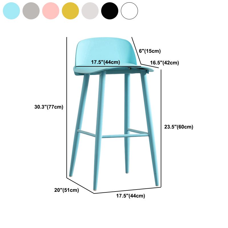 Nordic Armless Backrest Counter Stool Iron Kitchen Bar Stool with Acrylic Seat and Pedal