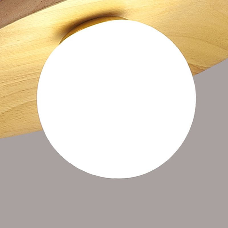 Contemporary Globe Flush Light Fixture Wood 1 Light Flush Mount Ceiling Light in Brown