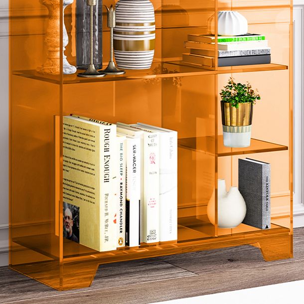 Contemporary Closed Back Standard Bookshelf Acrylic Bookcase with Rectangular Shelves
