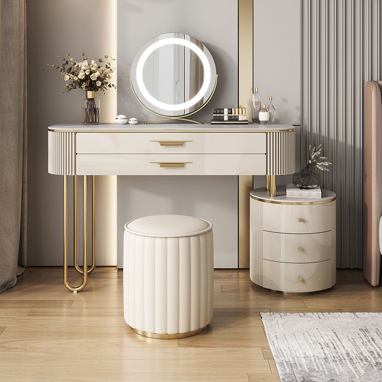 Glam Slate Top Make-up Vanity Wooden 5-Drawers Vanity Dressing Table