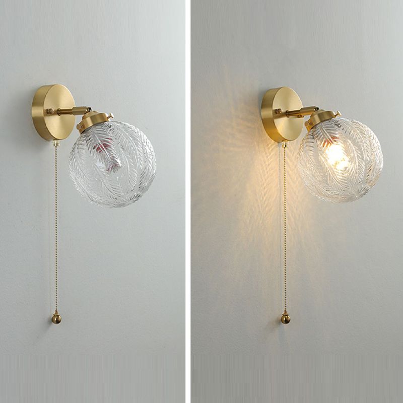 Modern Globe Shape Wall Mounted Sconce Glass Shade Wall Lights for Bedroom