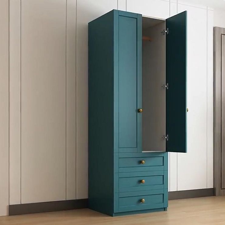 Blue Engineered Wood Wardrobe Cabinet Contemporary Wardrobe Armoire