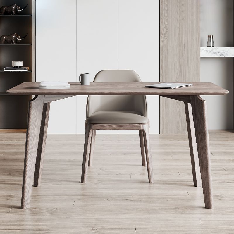 Rechthoek Casual eettafel Bruine toon vaste tafel met Ashwood massief hout