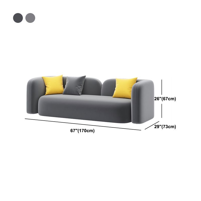 Velvet Gray Armless Sofa Contemporary Standard Sofa with Tight Back