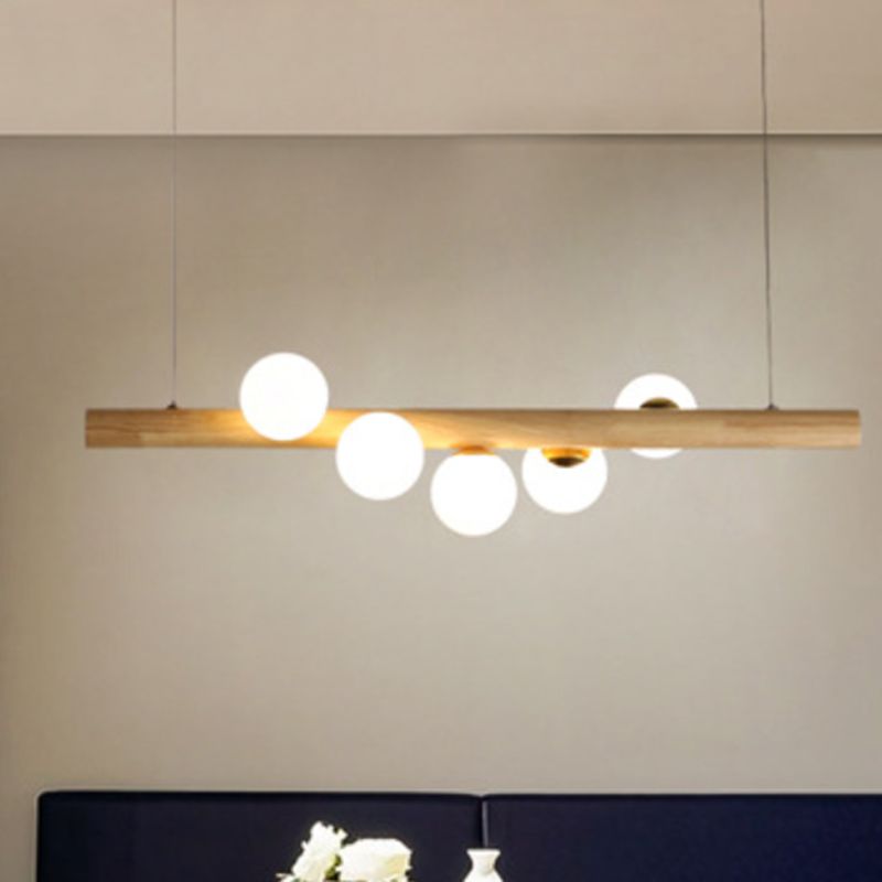 Modern Wood Kitchen Island Lighting Glass Shaded Ceiling Light for Foyer
