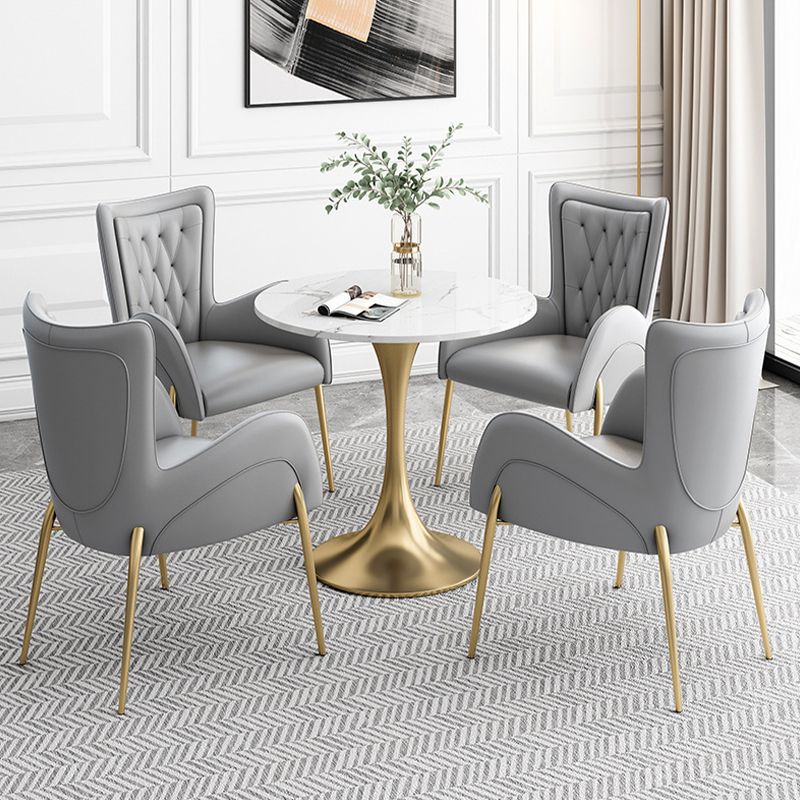 Glossy White Table with Metal Tulip Traditional Luxury Dining Table