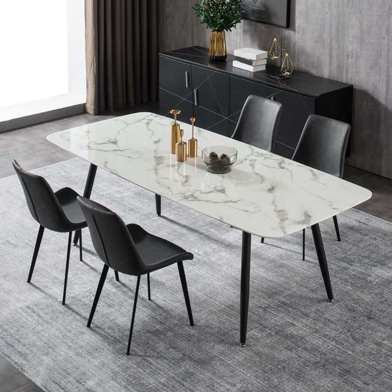 Modern Style Sintered Stone Rectangle Table Set 1/2/5/7 Pieces Dining Set