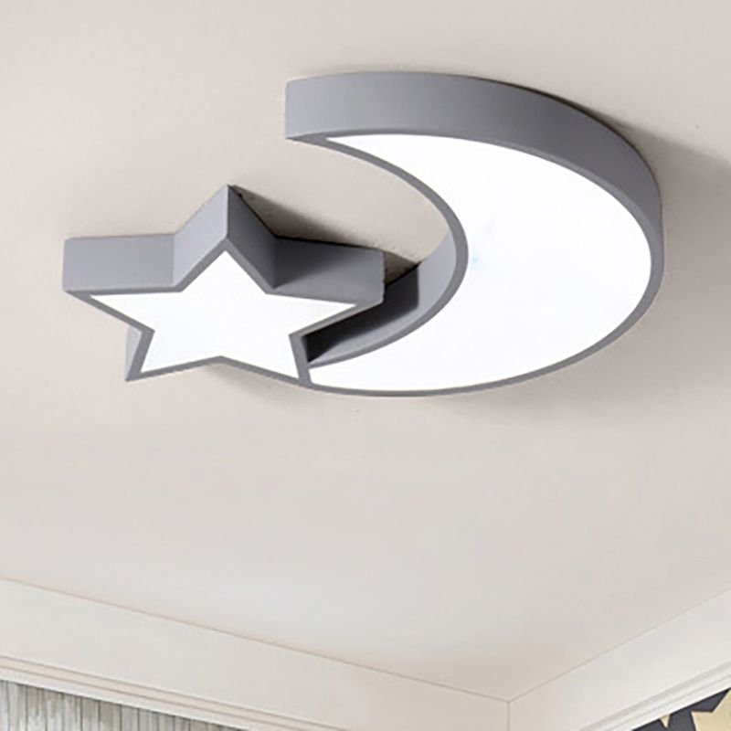 Plafonnier LED en métal acrylique avec étoile et lune, plafonnier mignon pour chambre d'enfant