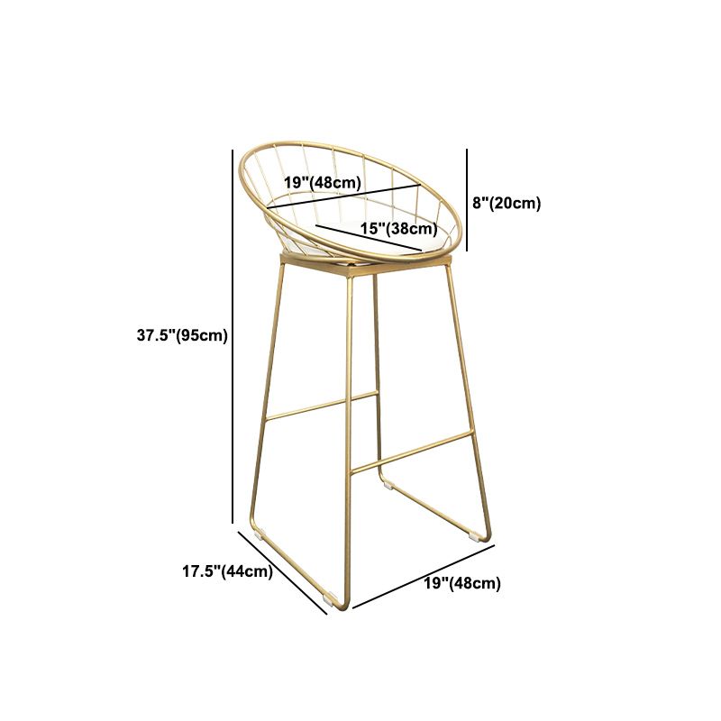 Coffee Shop Scandinavian Bar-stool Metal Bucket Footrest Counter-height Stool