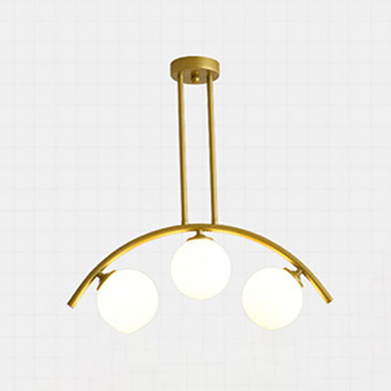 Modern Dining Chandelier Light Round Glass Shade Ceiling Hanging Light for Dining Room