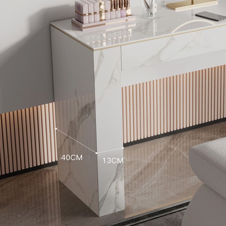 Two Piece Luxurious Vanity Set Stainless Steel and Stone Dresser