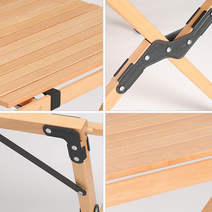 Industrial Foldable Camping Table Beech Solid Wood Removable Camping Table