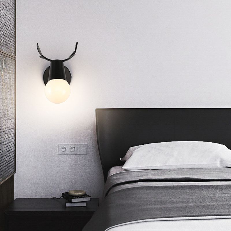 Open Bulb Antler Postmodern Wall Sconce One Blub Wall Mounted Light Fixture for Bedroom