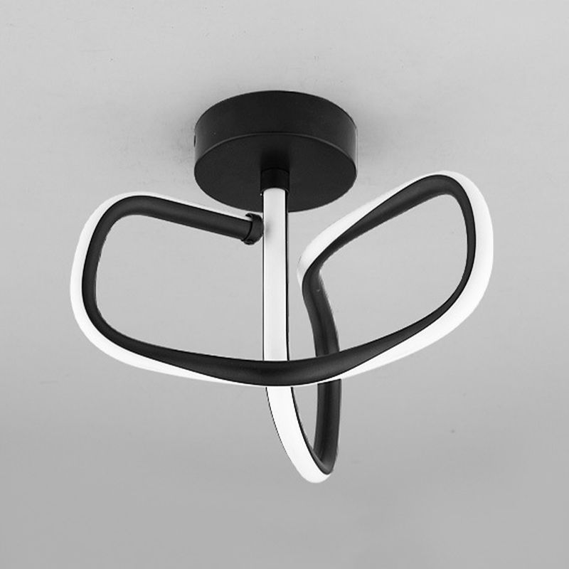 Metal Linear Shape Flush Mount Light Modern Style 2 Lights Flush Ceiling Light in Black