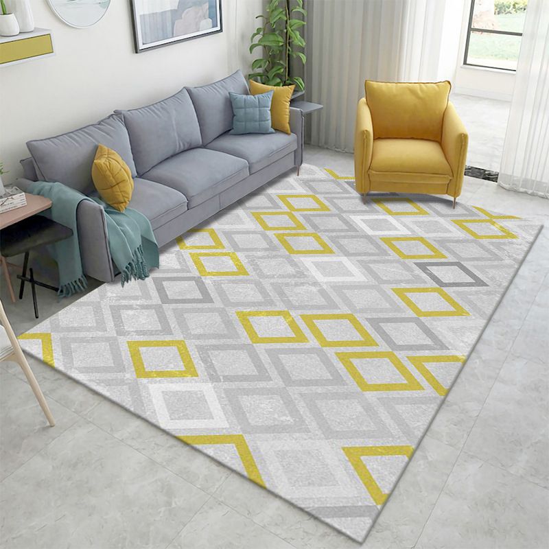 Nordic Geometric Color Block Rug Multicolor Polypropylene Carpet Pet Friendly Stain Resistant Non-Slip Rug for Sitting Room