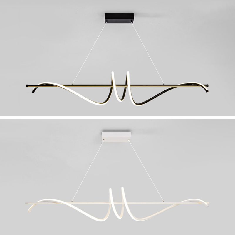 Modern Wavy Island Light Fixture Metal Dining Room Island Pendant Light