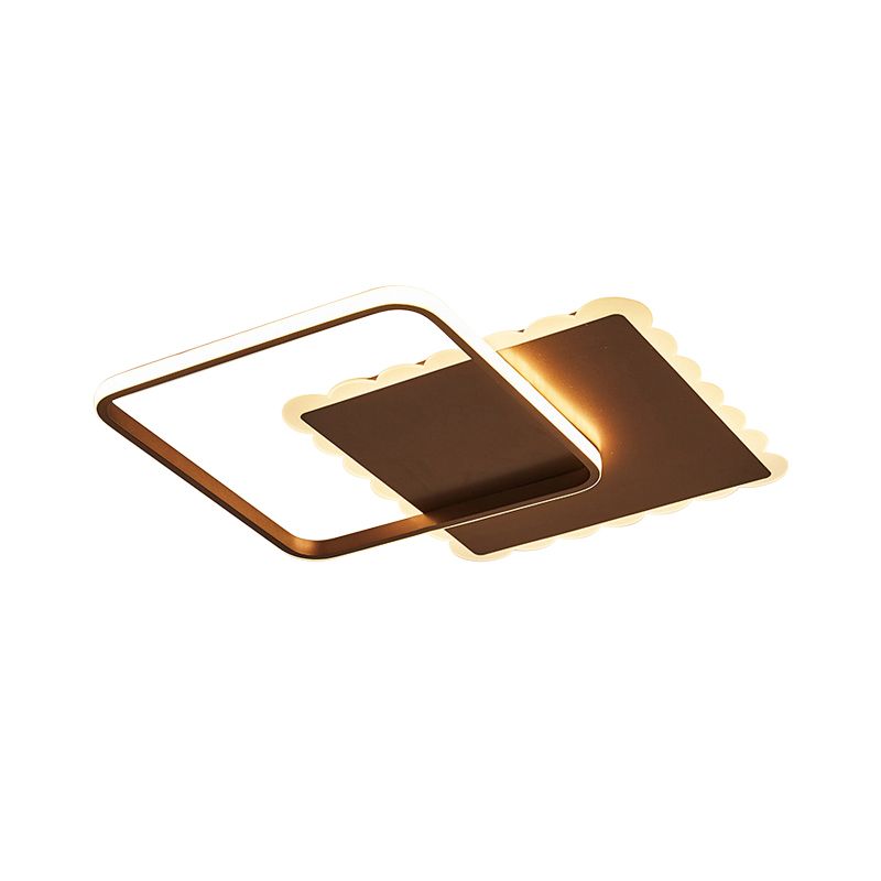 Square Ceiling Light Modern Acrylic LED White/Brown Flush Ceiling Light Fixture in Warm/White/Natural Light