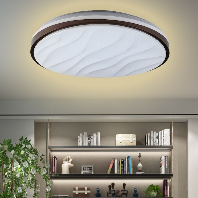 Round and Wave Bedroom Flush Mount Acrylic 16"/19.5" Dia LED Modernist Ceiling Flush in Black, Warm/White Light