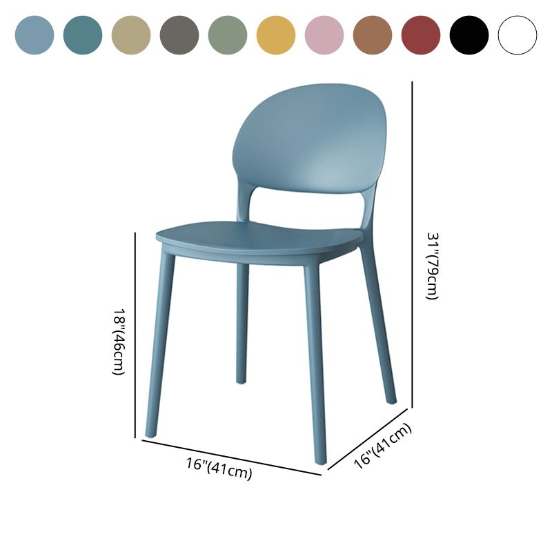Chaises de salle à manger en plastique de style contemporain, chaise empilable à dossier ouvert pour la cuisine