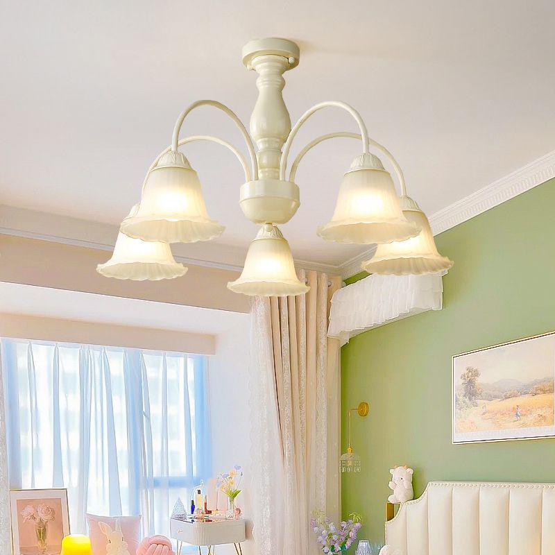 Modern Ceiling Lamp Metal Flush Mount Light Fixture with Glass Shade for Bedroom