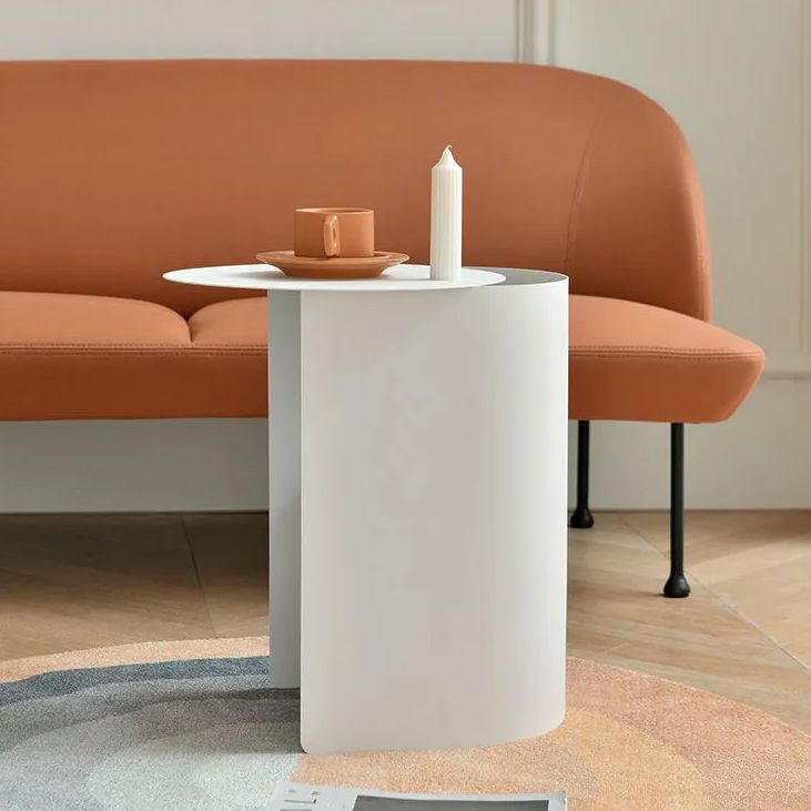 Mid-Century Round Side End Table Stainless Steel End Slide Table with Shelf