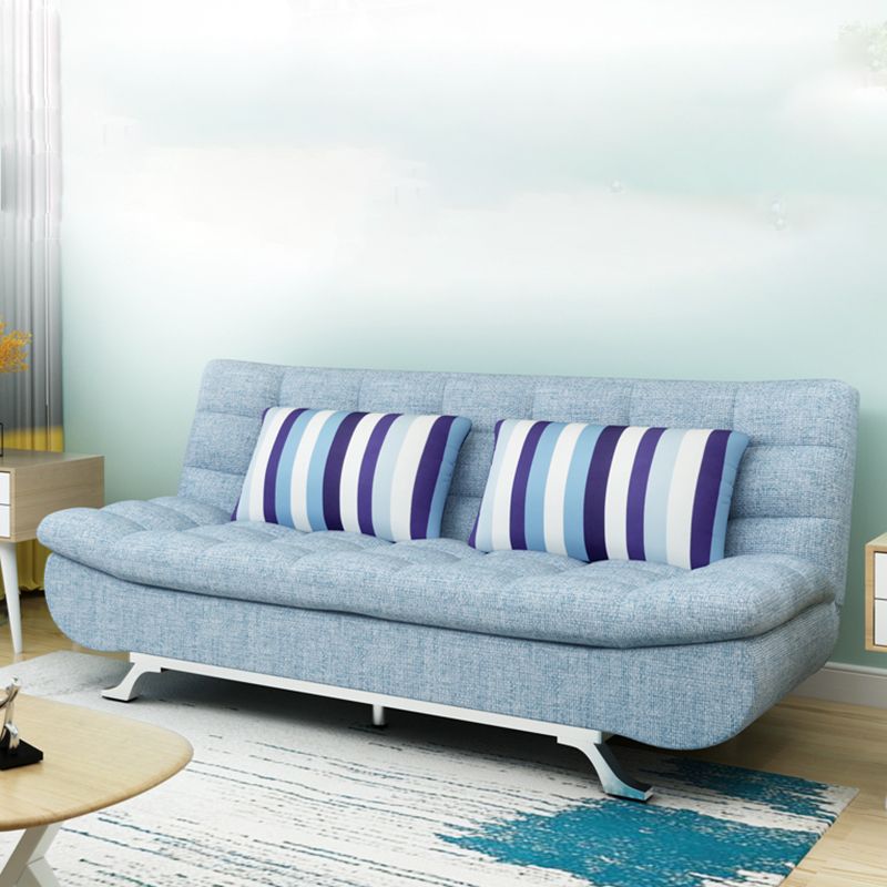 74.80" W √ó 33.46" D √ó 35.43" H Linen Biscuit Back Armless Sofa with Storage