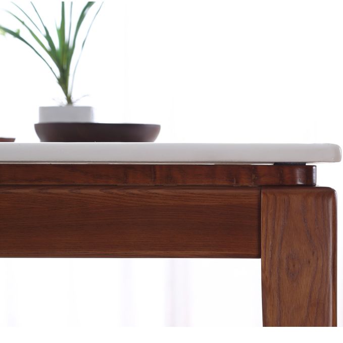 Square Marble Dining Table Industrial Style 4 Legs Table for Dining Room