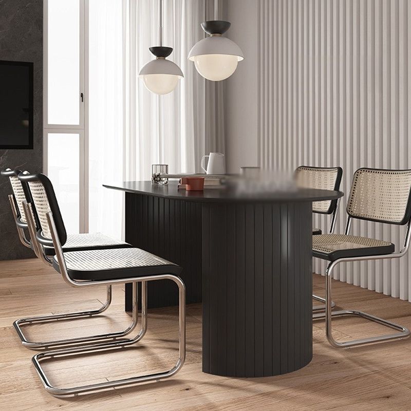 Modern Solid Wood Table for Restaurant Oval Kitchen Table with Double Pedestal