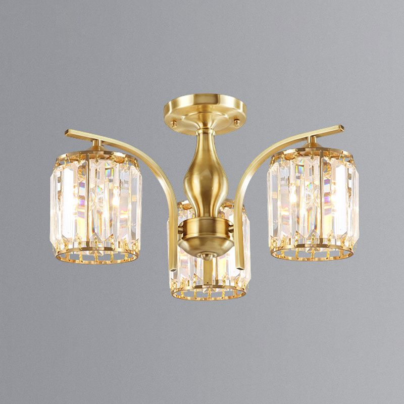 Modern Minimalist Ceiling Lamp Crystal Shade Flush Mount Light Fixture for Bedroom